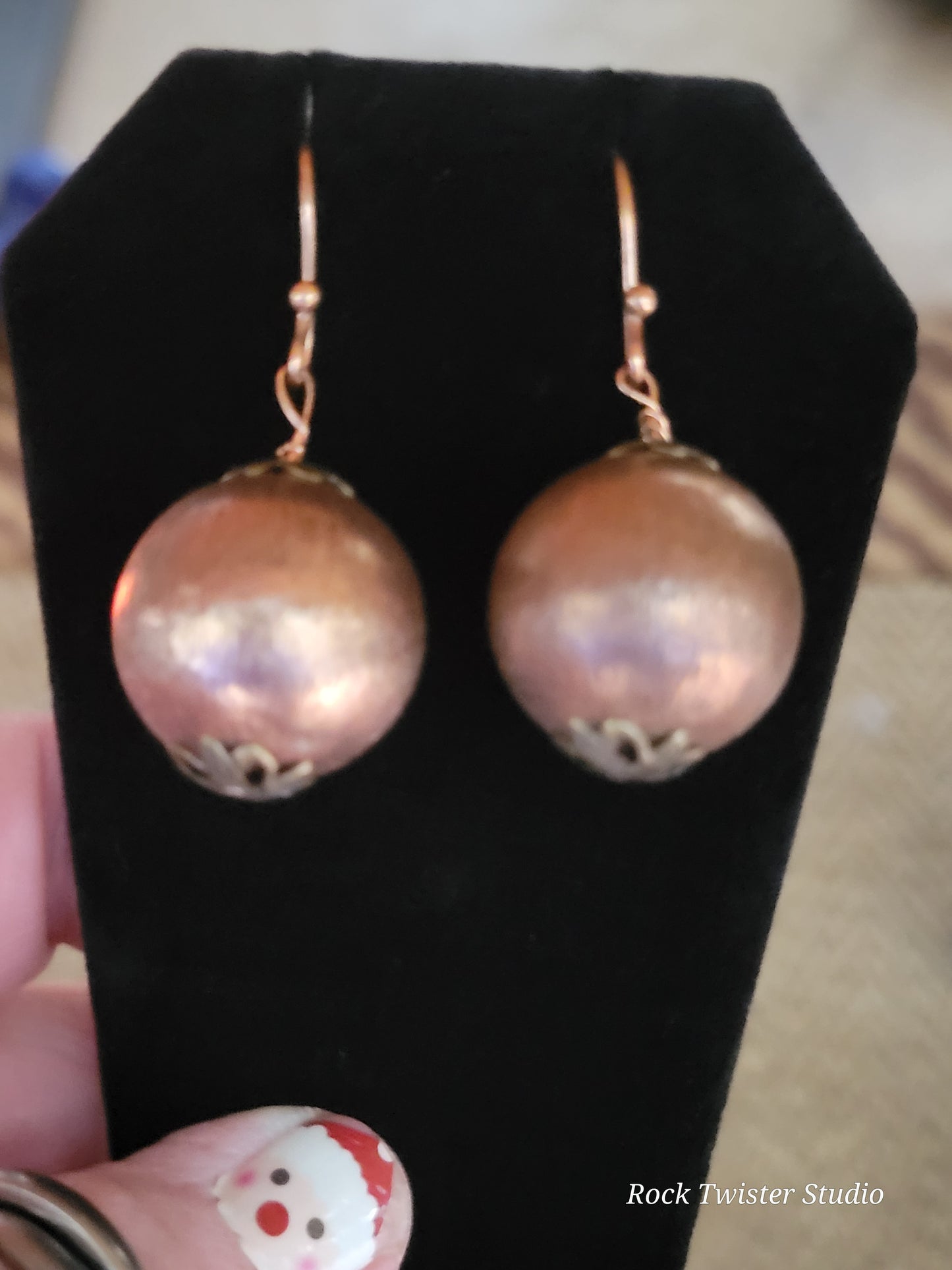 Antiqued Copper Ball Earrings