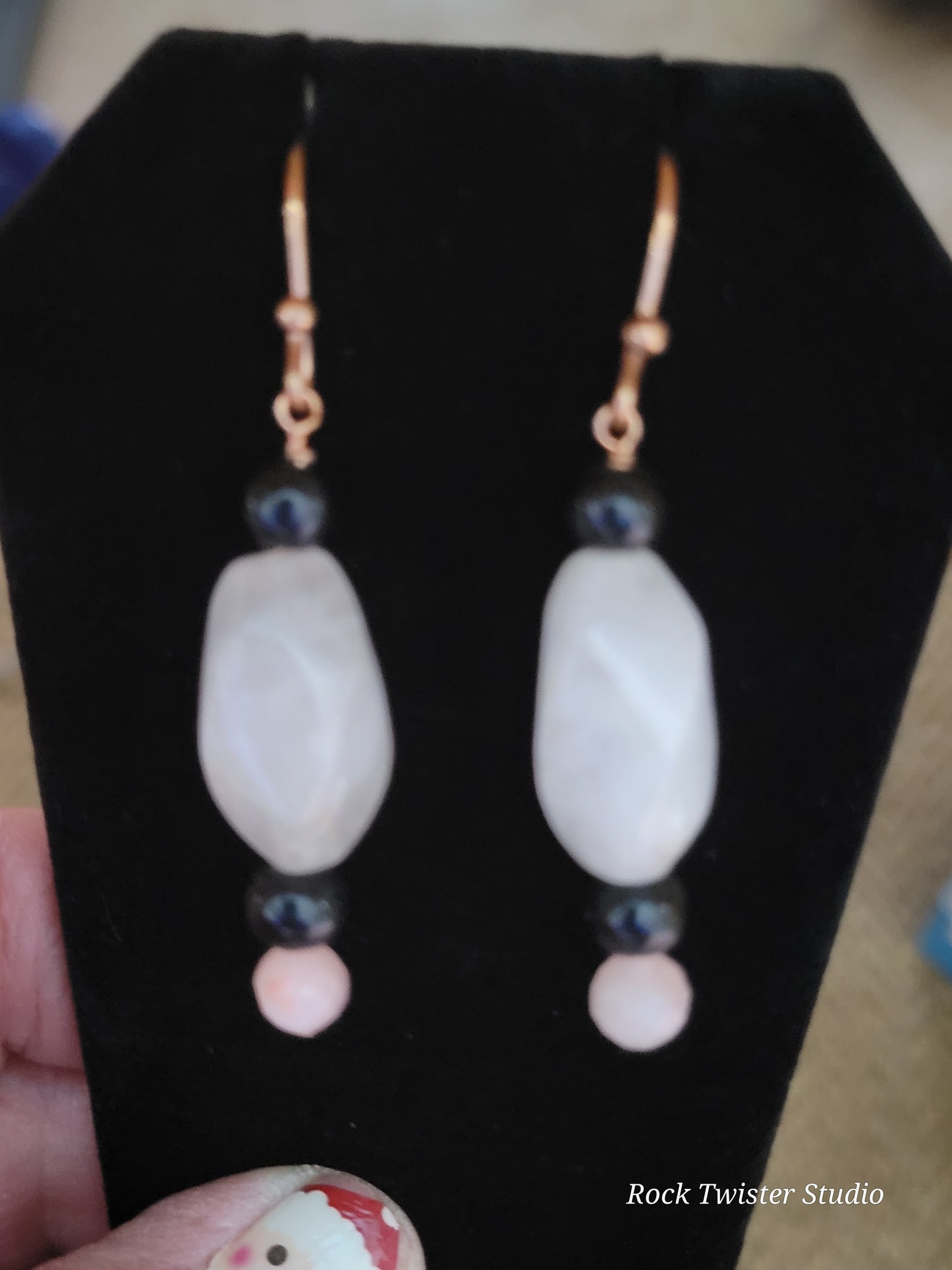 Rose Quartz and Obsidian earrings