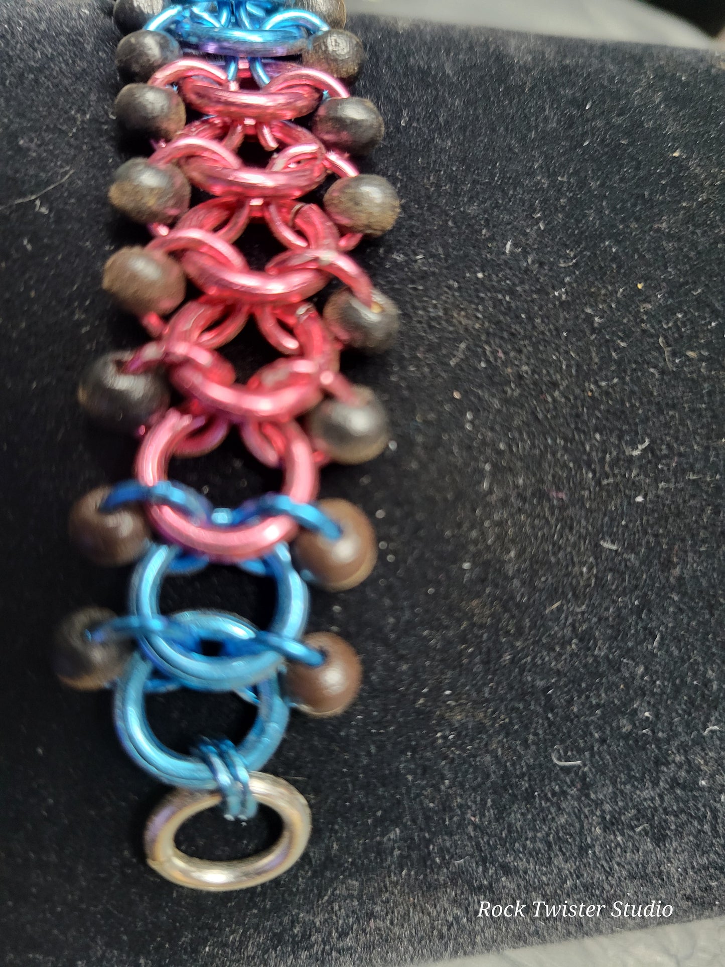 Blue and Pink chain maile bracelet