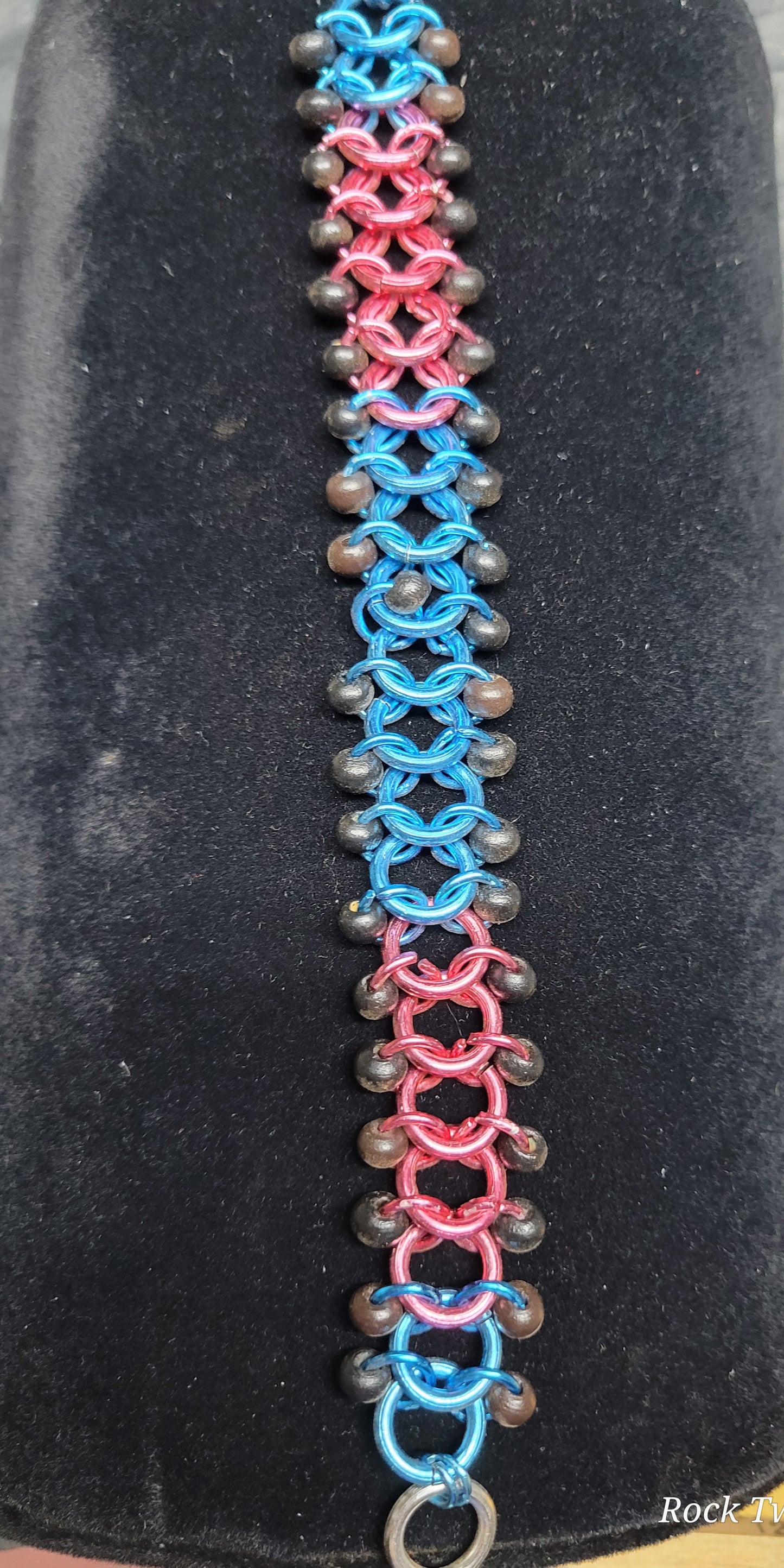 Blue and Pink chain maile bracelet