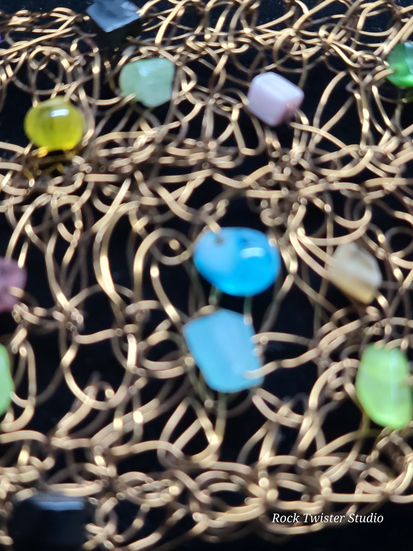 Crocheted brass and sea glass Necklace