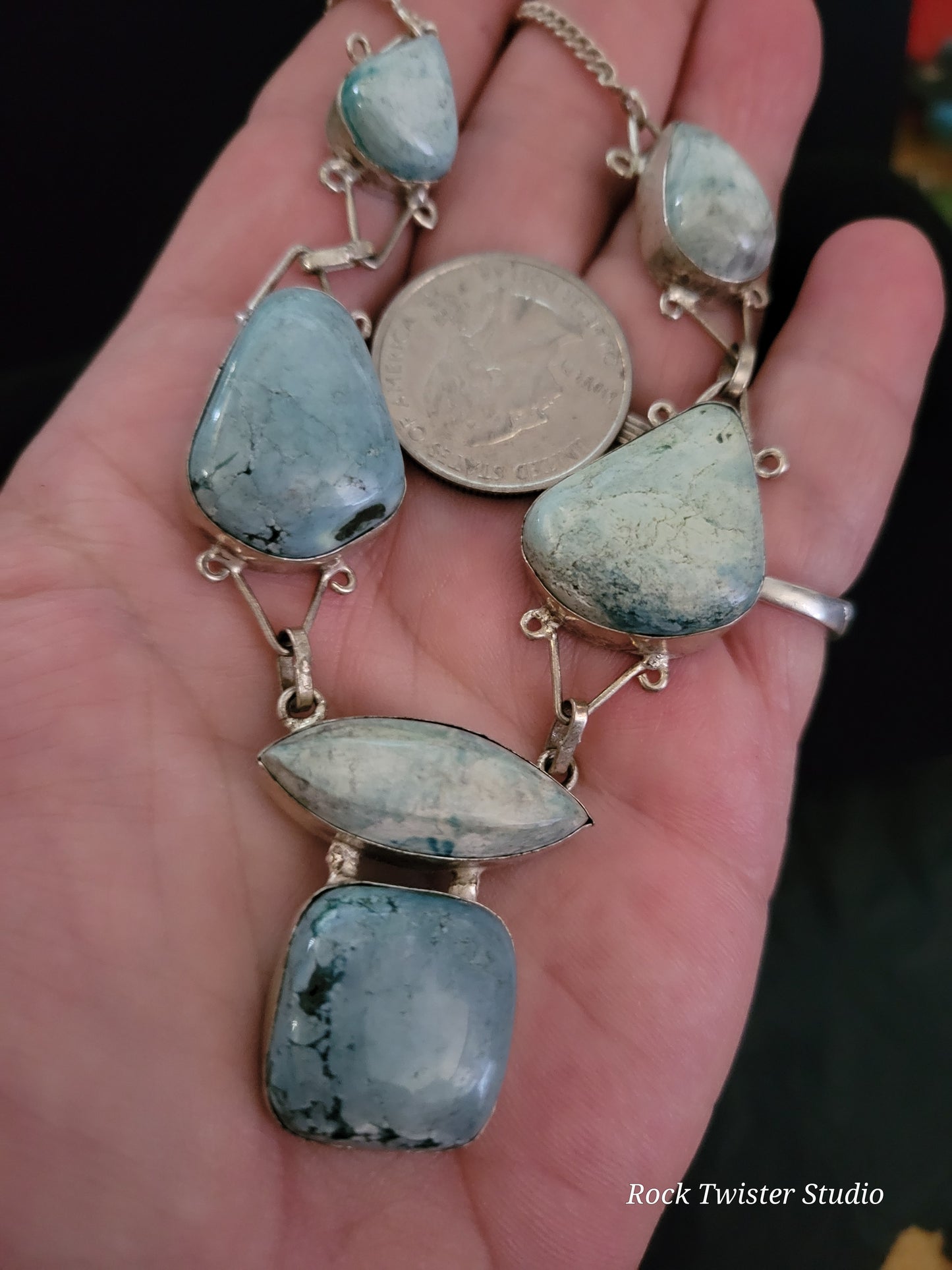 Sterling Silver Blue Turquoise Necklace