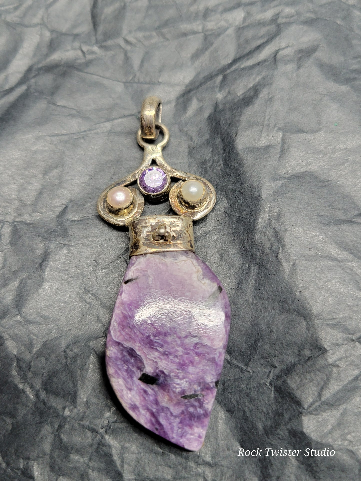 Charorite and Amethyst pendant