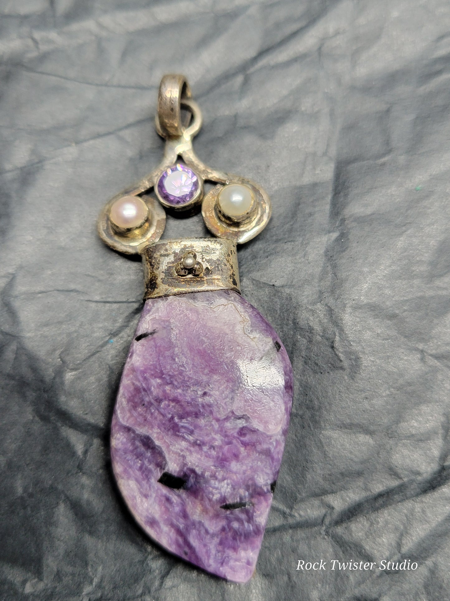 Charorite and Amethyst pendant