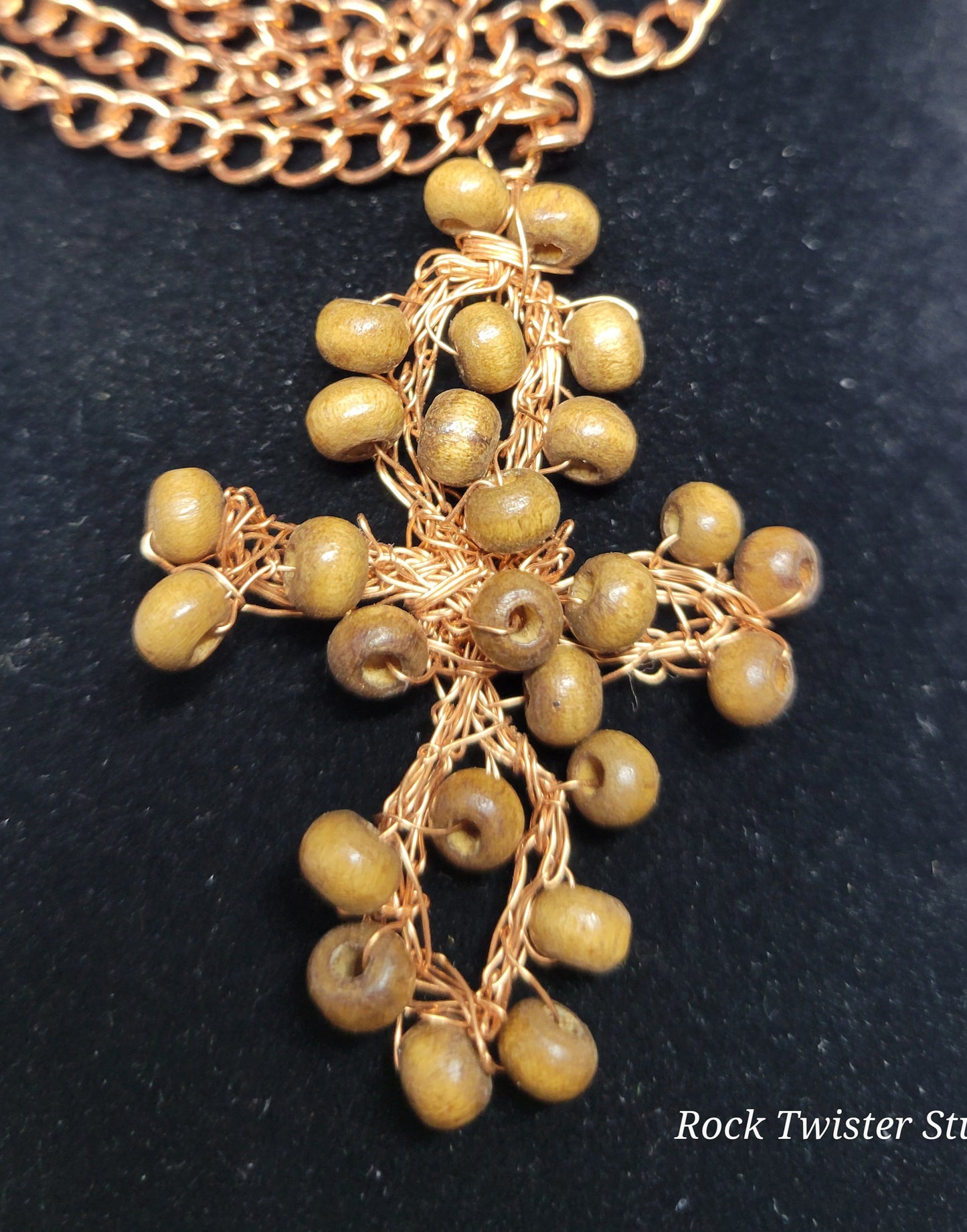 Woven Copper Wood Cross