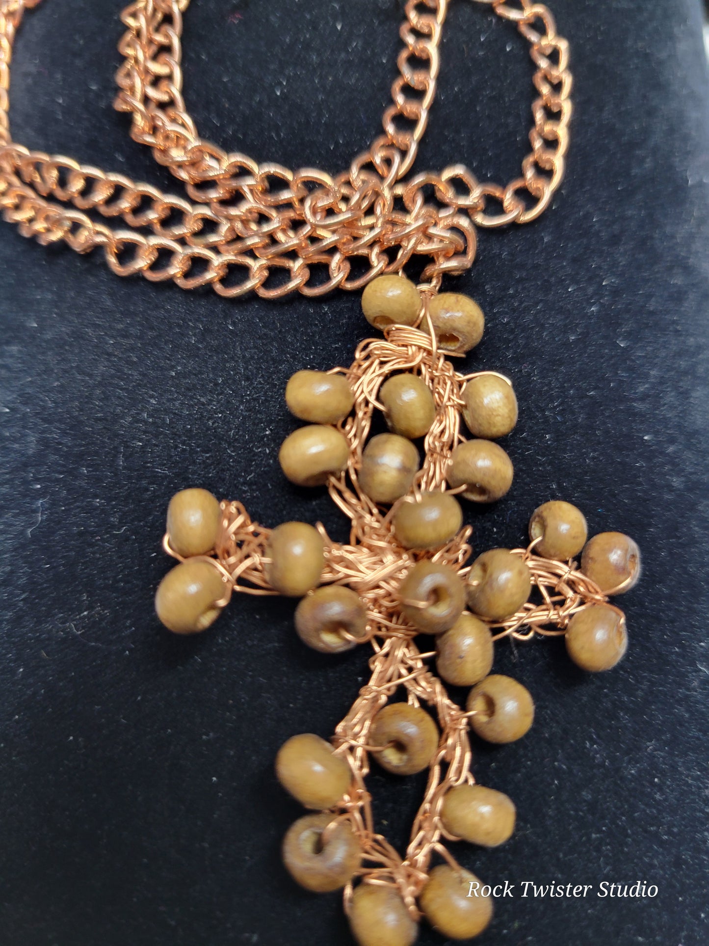 Woven Copper Wood Cross