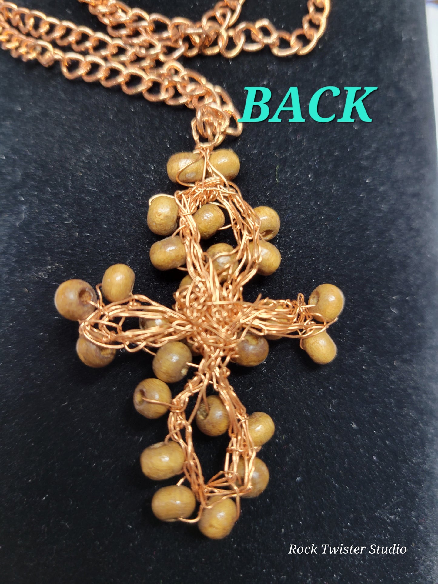 Woven Copper Wood Cross