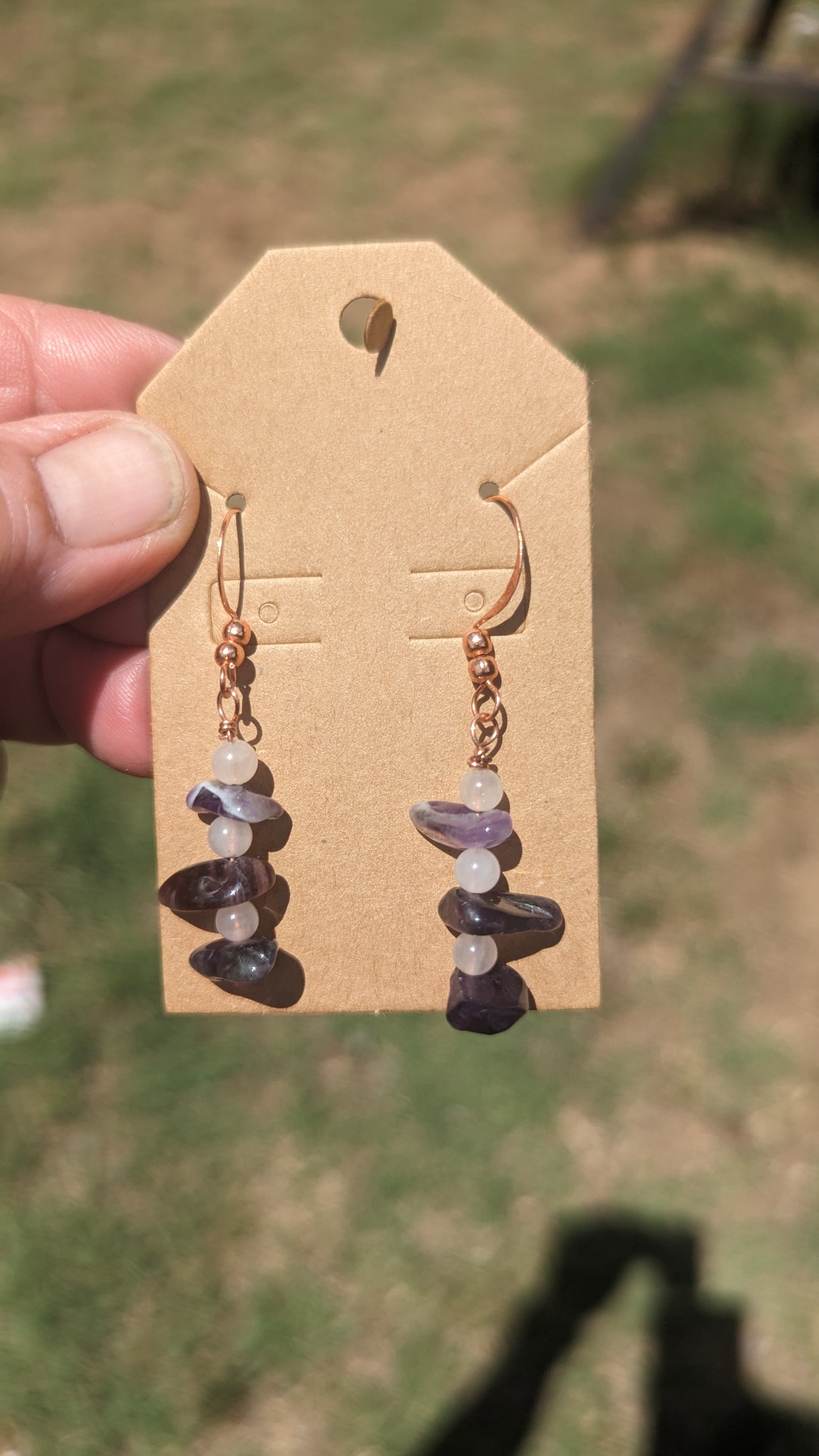 Amethyst Rose Quartz Earrings