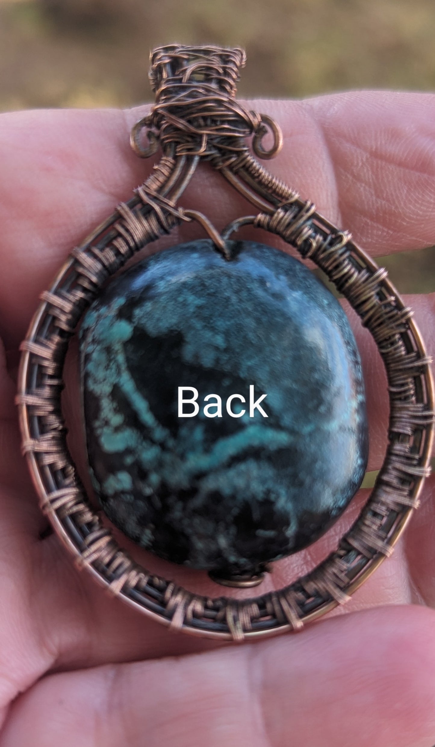 Turquoise and Black Wire Pendant