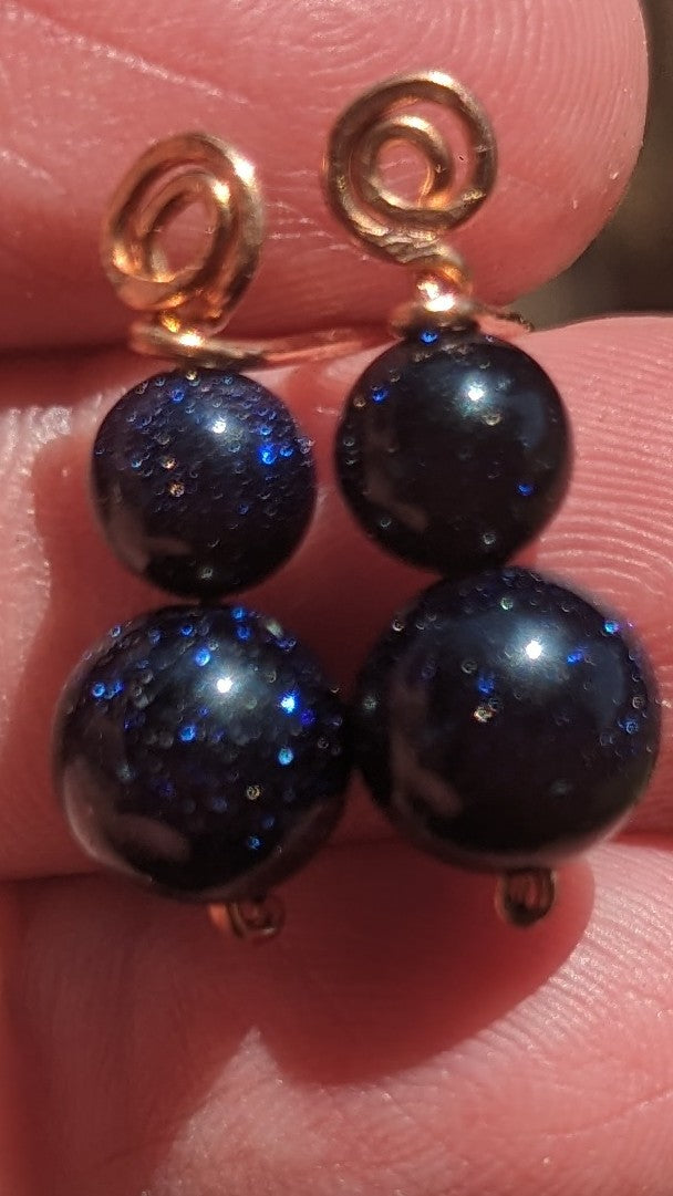 Blue Galaxy Stone Stud Earrings