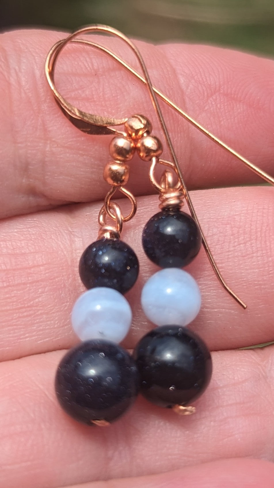 Blue Galaxy Stone Wire Earrings