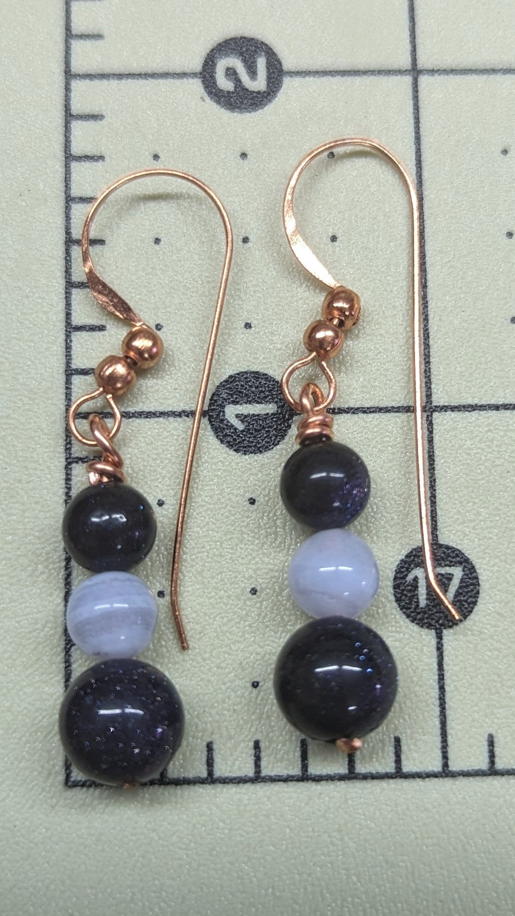 Blue Galaxy Stone Wire Earrings