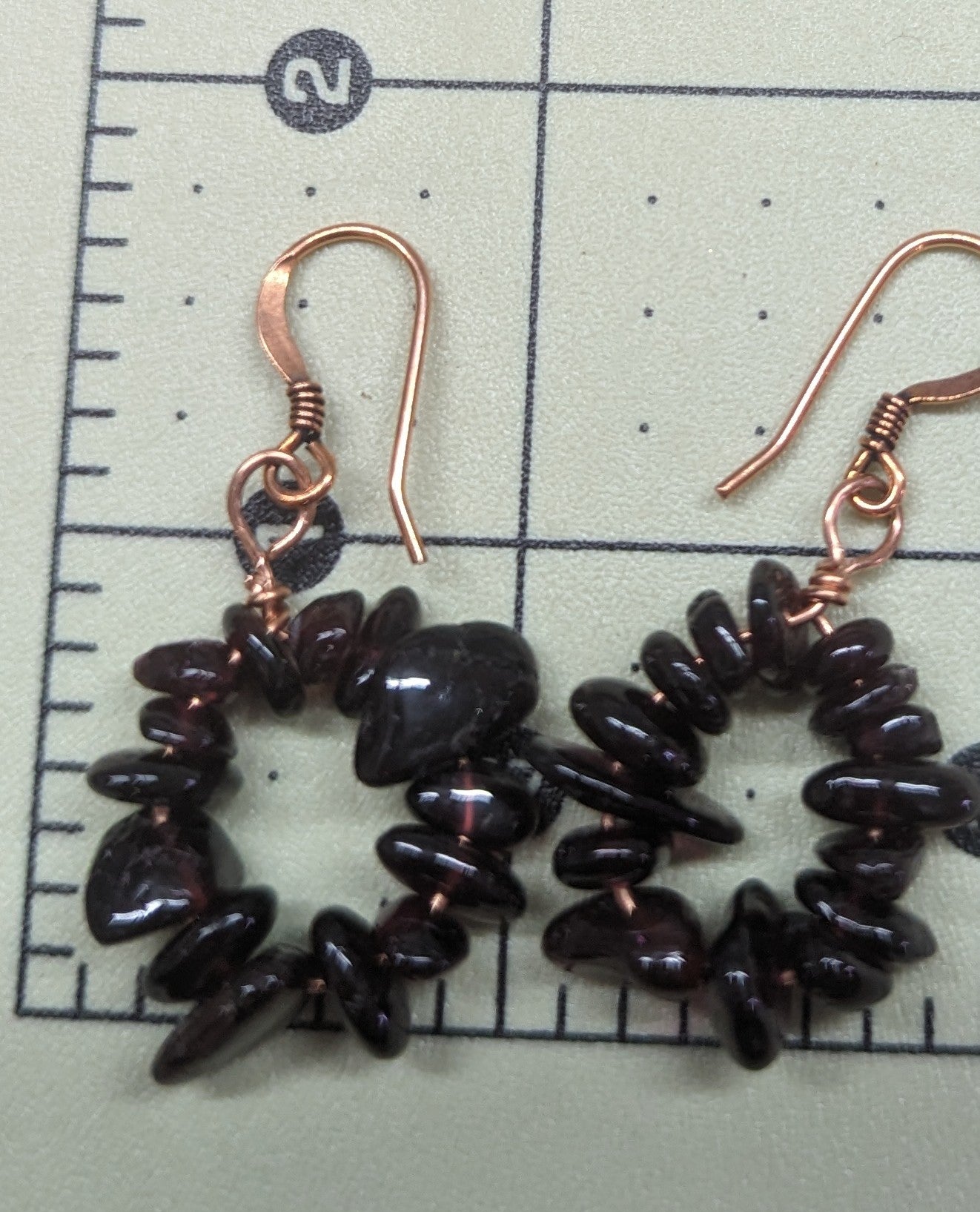 Garnet hoop Earrings