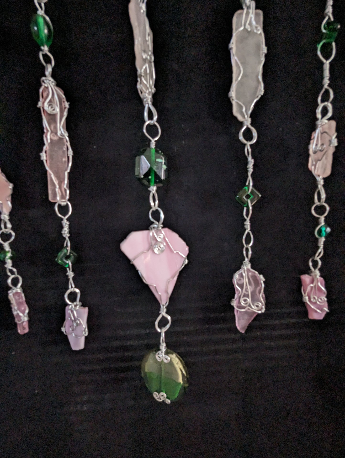Pink and Green Glass Sun Catcher