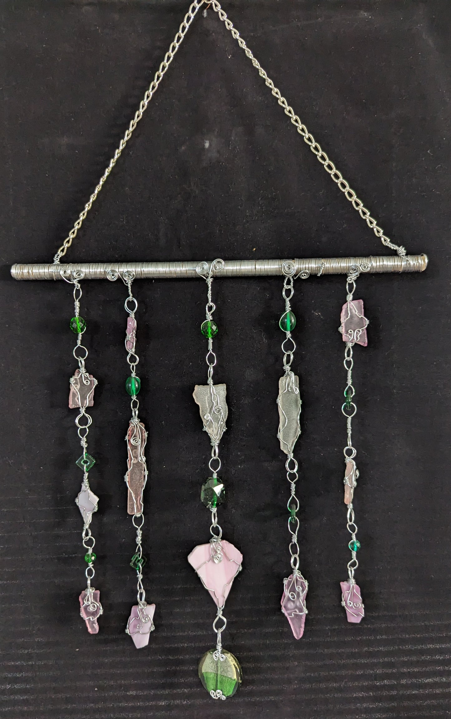 Pink and Green Glass Sun Catcher