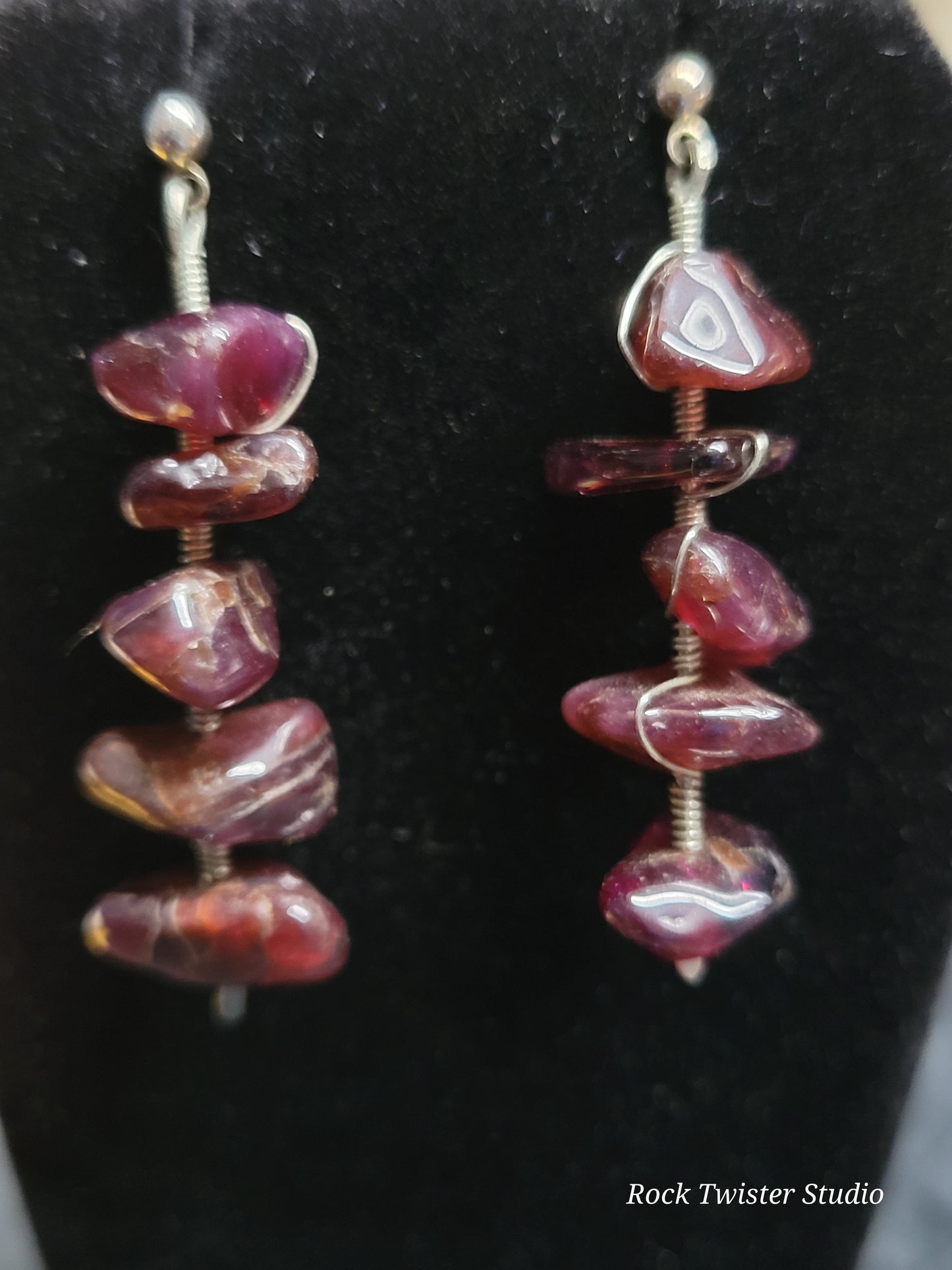 Garnet Silver Stud Earrings