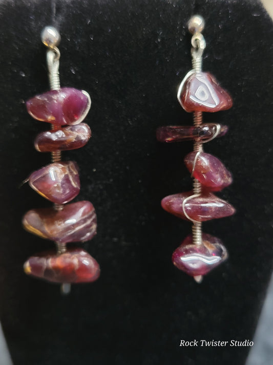 Garnet Silver Stud Earrings