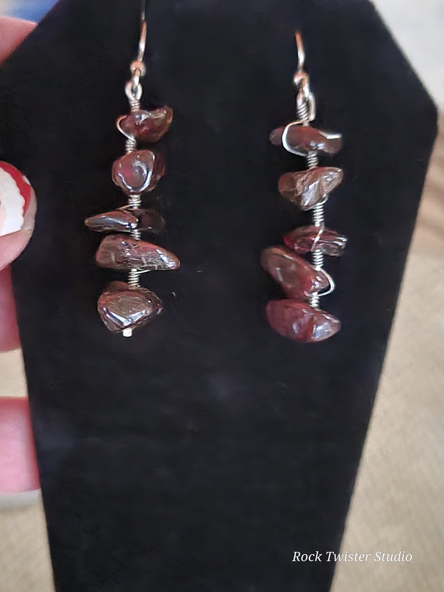Garnet Silver Earrings