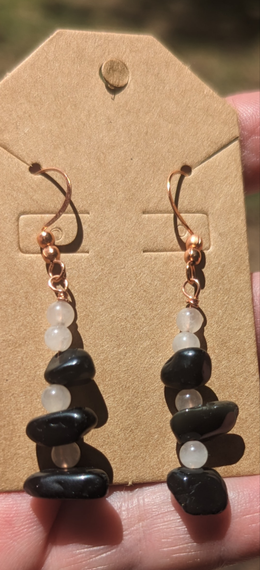 Obsidian Rose Quartz Earrings