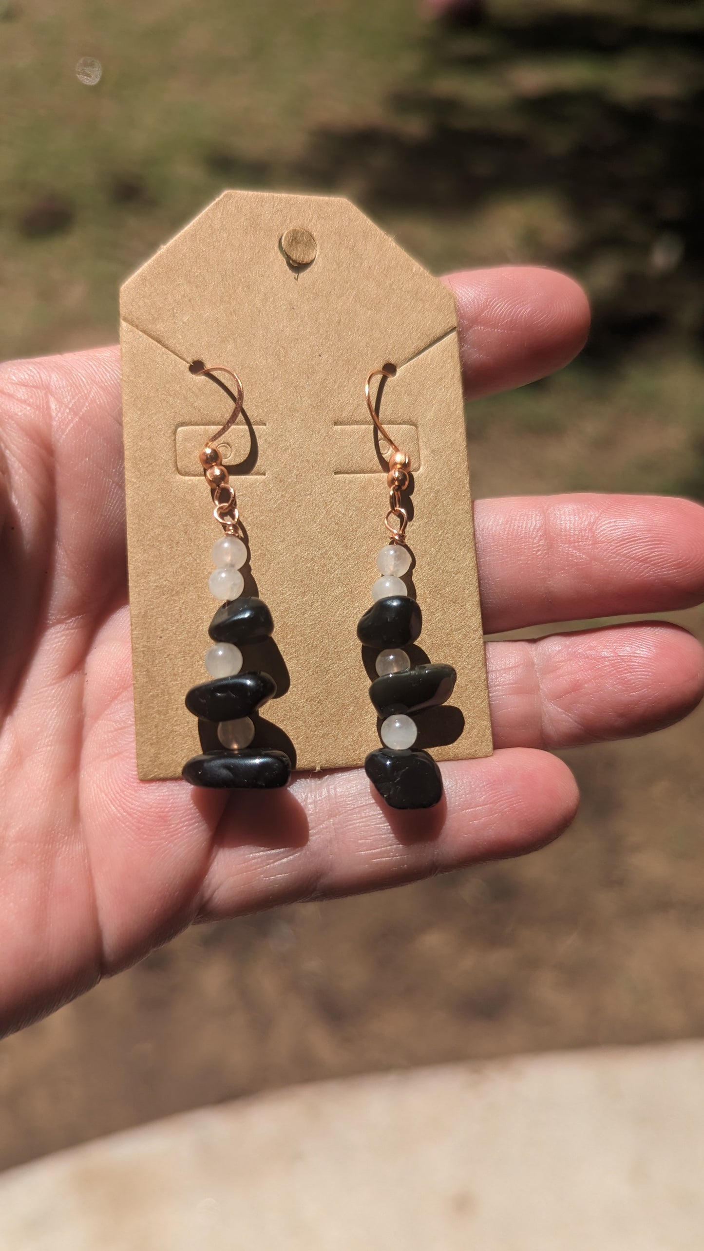 Obsidian Rose Quartz Earrings