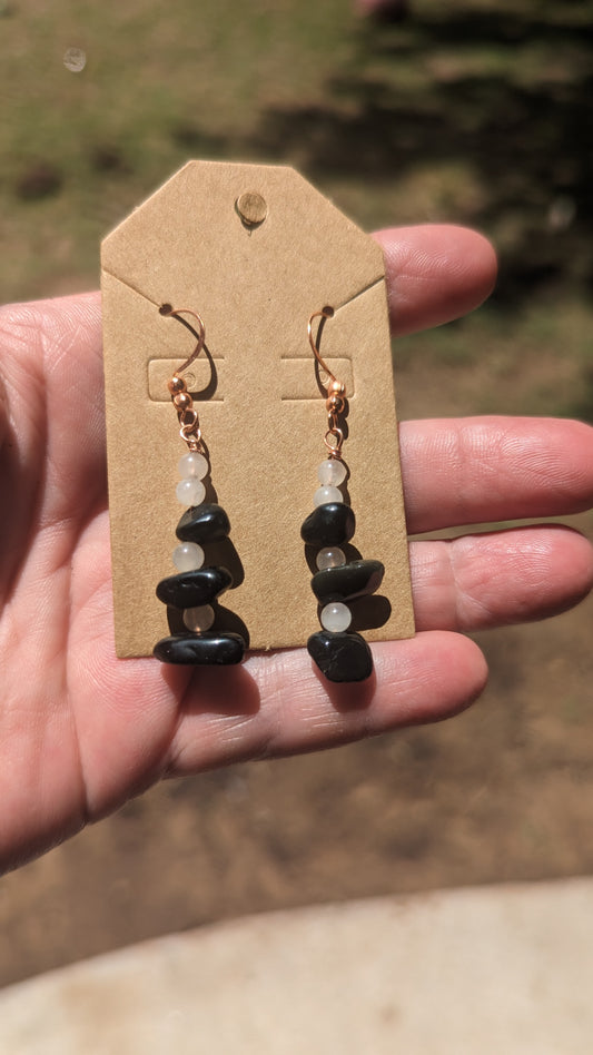 Obsidian Rose Quartz Earrings