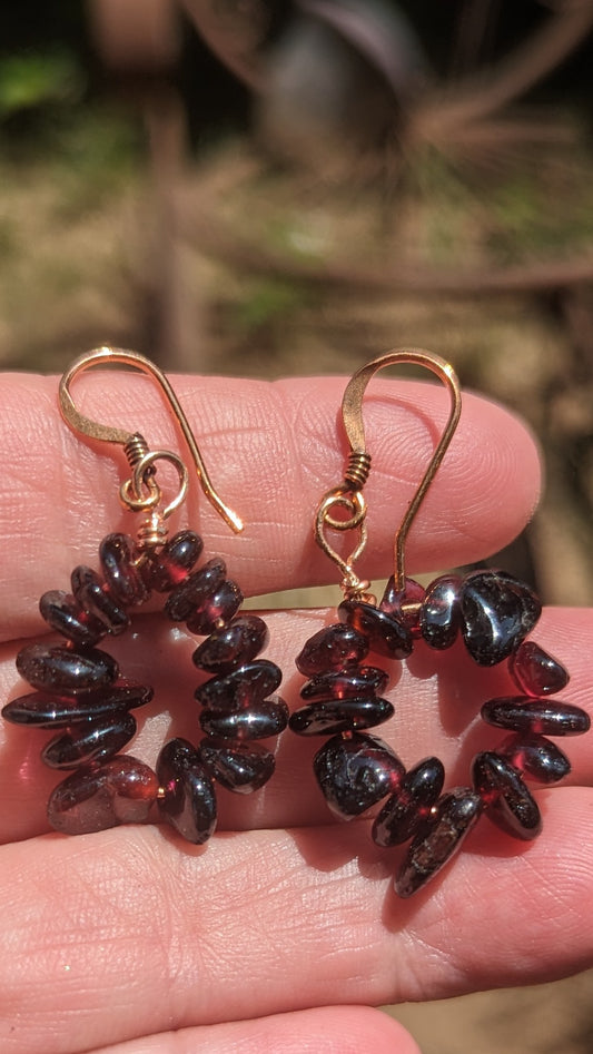 Garnet hoop Earrings