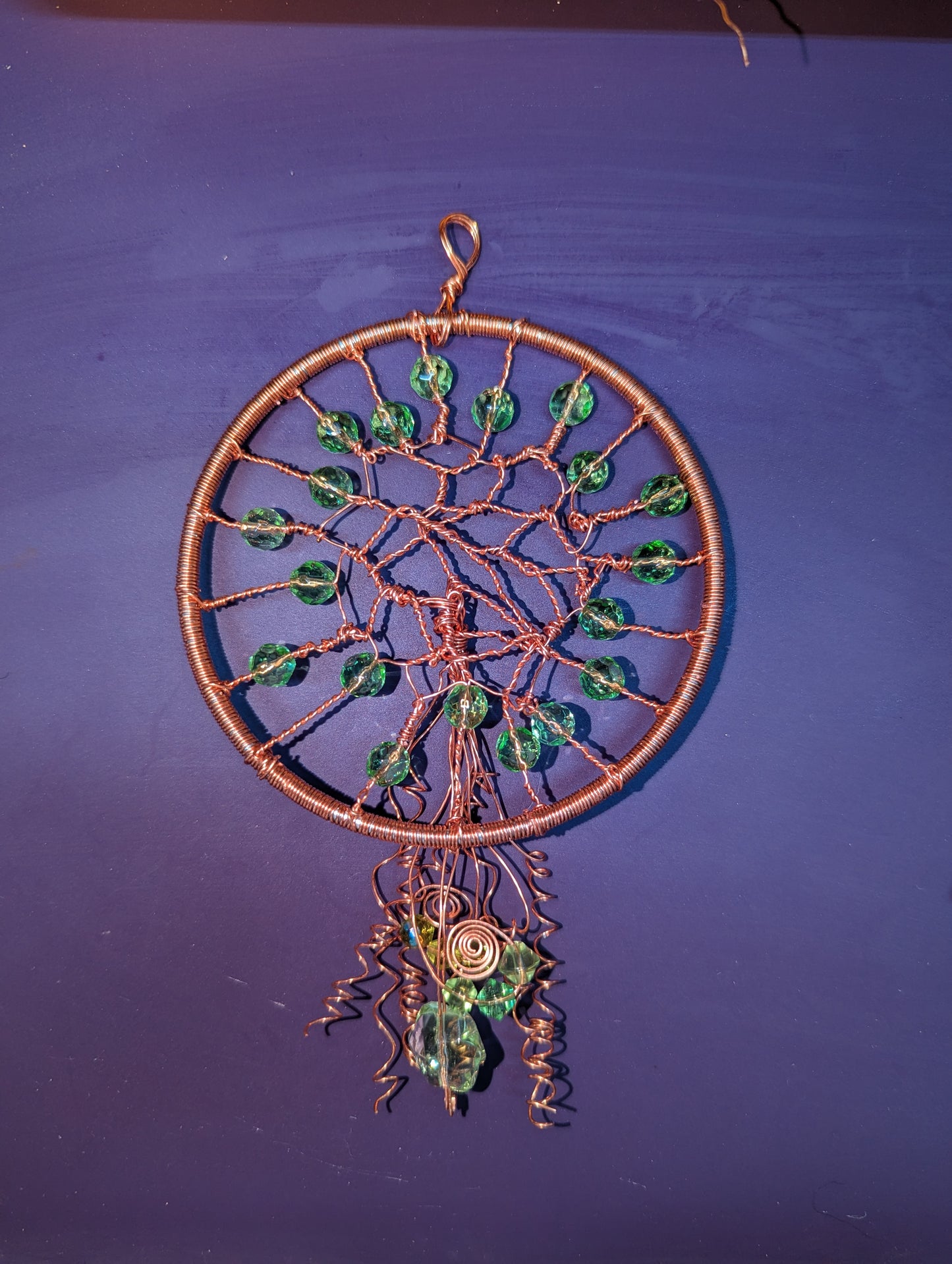 Green Glass and Copper Dream Catcher