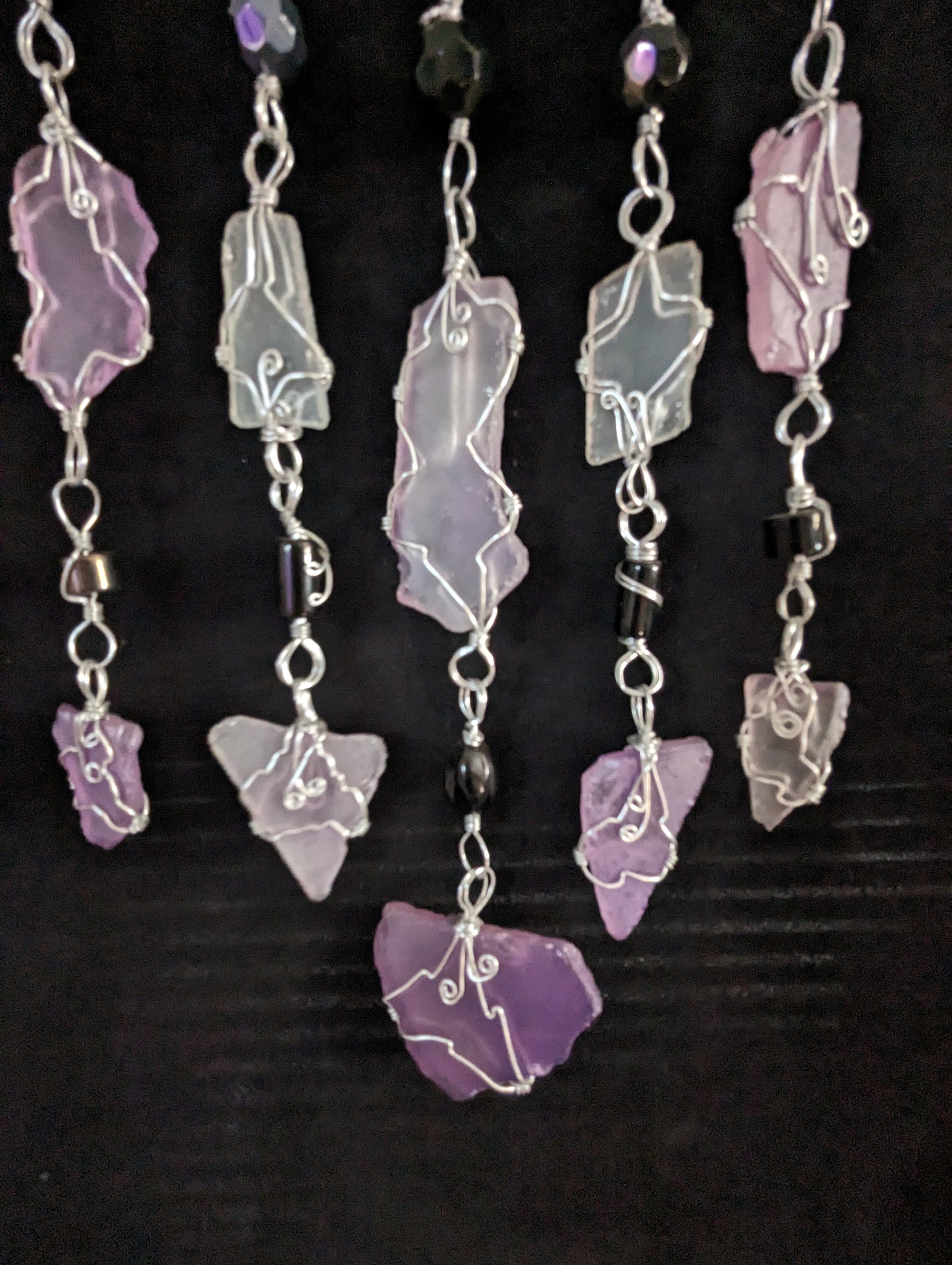 Purple and White Sun Catcher with Black Accents