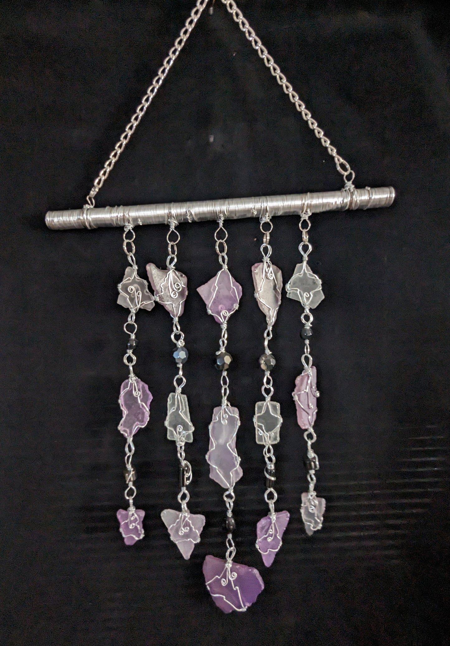 Purple and White Sun Catcher with Black Accents